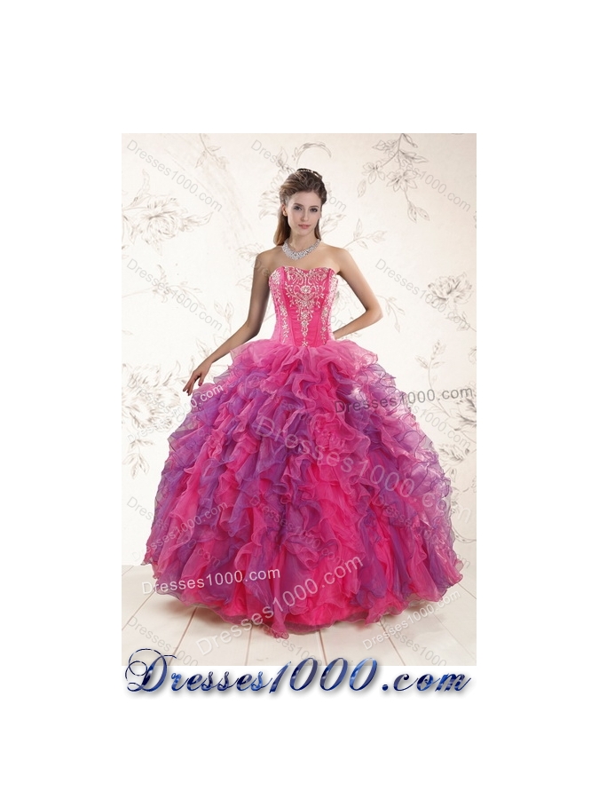 2015 Spring Multi Color Quinceanera Dresses with Appliques