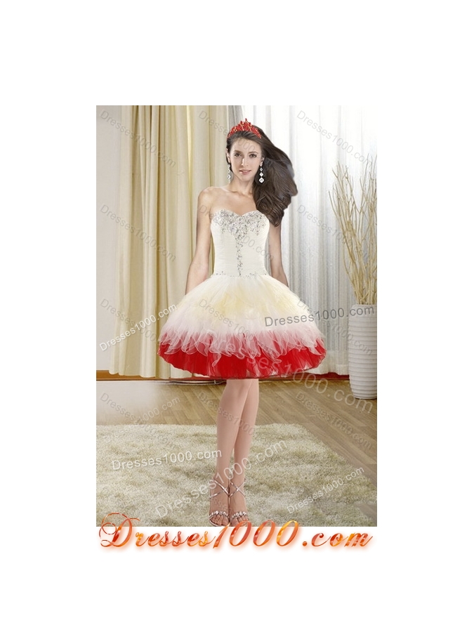 2015 Unique Multi Color Quince Dresses with Beading