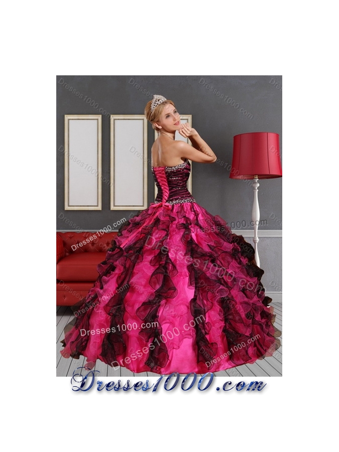 2015 Unique Sweetheart Multi Color Quinceanera Dress with Beading and Ruffles