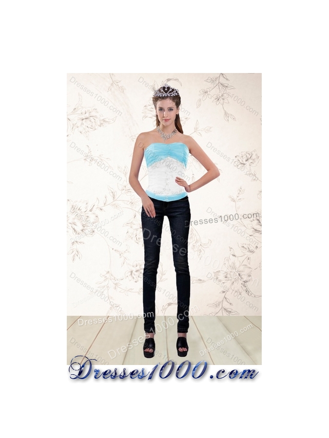 Elegant Multi Color Strapless Ball Gown Quinceanera Dress with Appliques for 2015