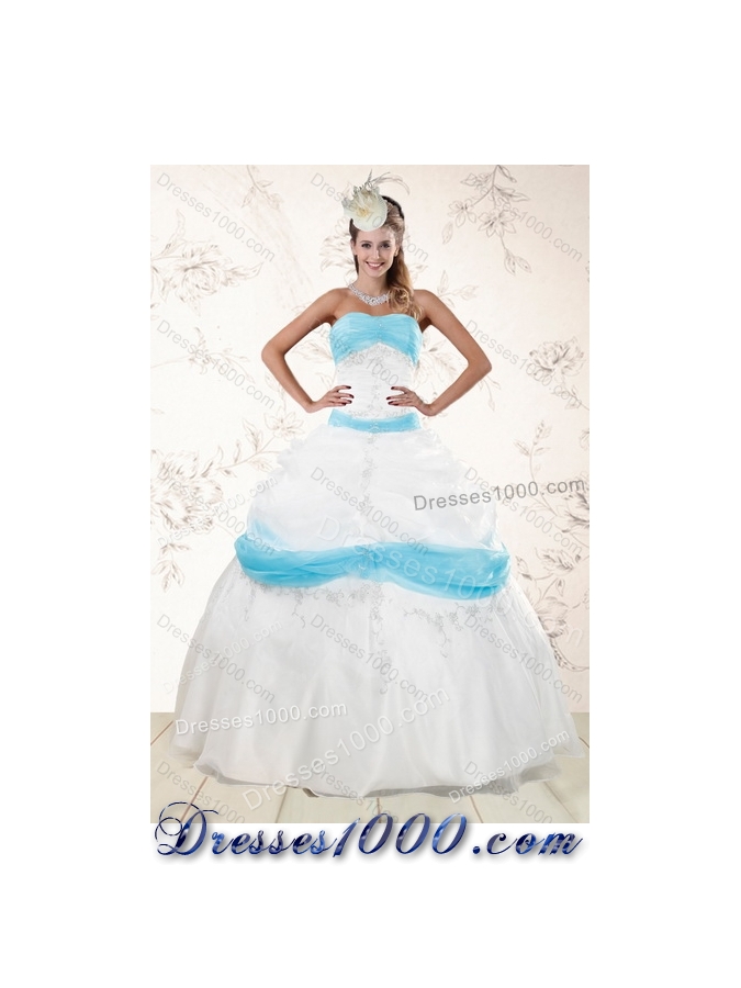 Elegant Multi Color Strapless Ball Gown Quinceanera Dress with Appliques for 2015