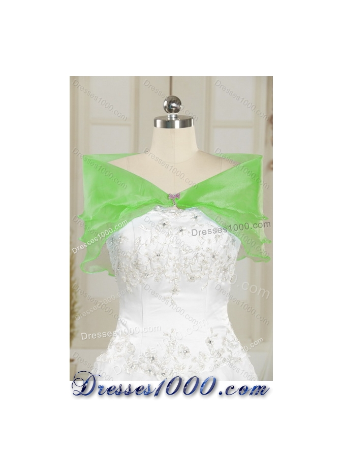 Fashionable 2015 Pick Ups and Beading Quince Gowns in Spring Green