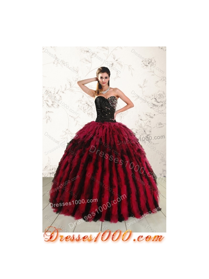 Luxurious Multi Color Sweetheart Quince Dresses with Beading and Ruffles