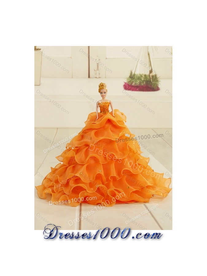 Multi Color Strapless Quinceanera Dress with Beading and Ruffles