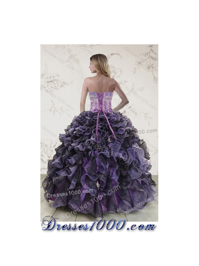 Pretty Multi Color 2015 Sweet 16 Dresses with Appliques and Ruffles