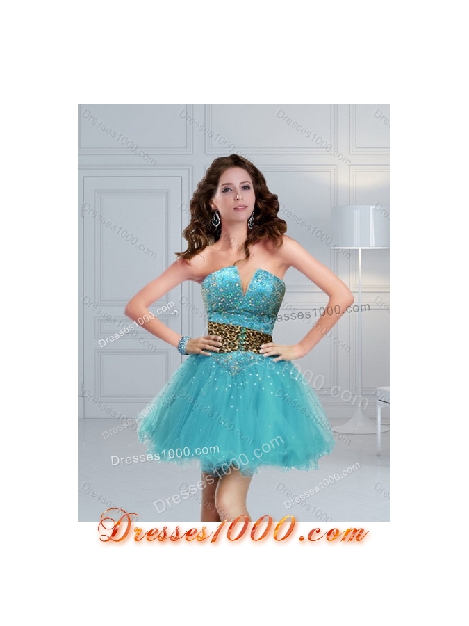 2015 Unique Leopard Print Multi Color Quinceanera Dresses with Brush Train and Beading