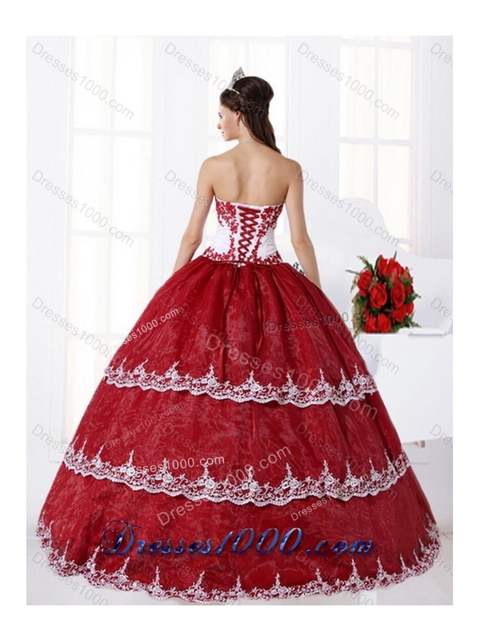 New Style Multi Color Strapless Quinceanera Dress with Embroidery