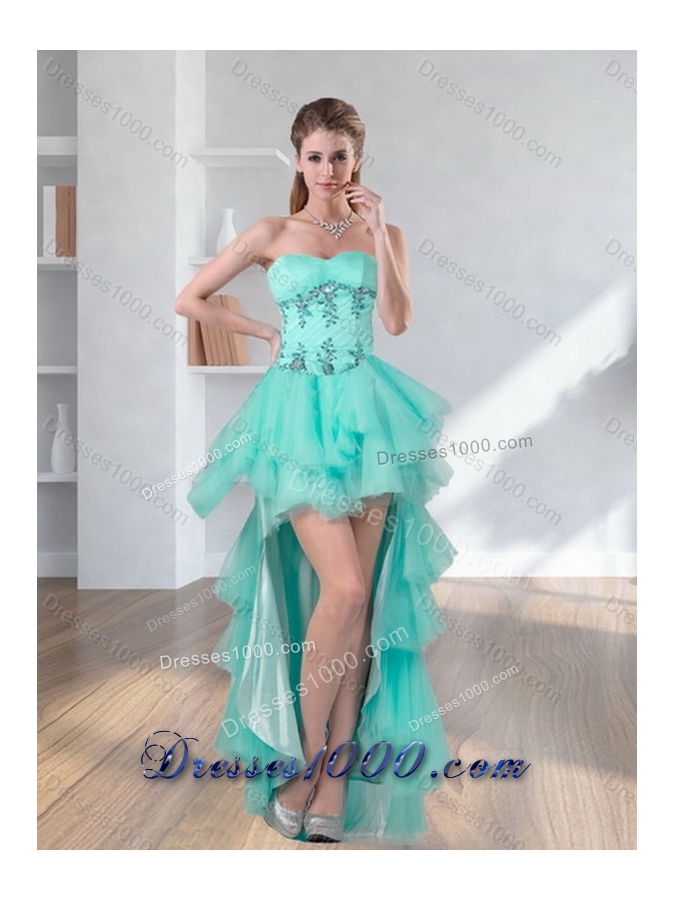 New Style Pretty Apple Green Sweetheart 2015 Quinceanera Dress with Appliques and Beading