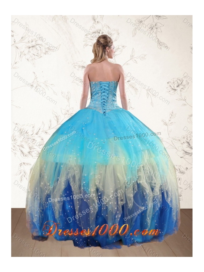 New Style Sweetheart Multi Color Quinceanera Dress with Ruffles and Beading