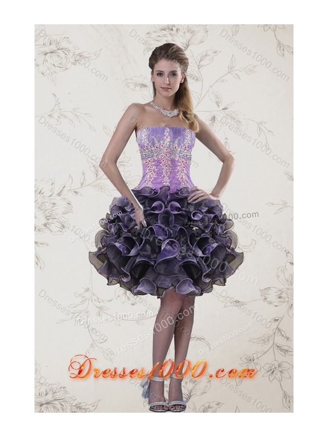 2015 New Style Elegant Appliques and Ruffles Quinceanera Dresses in Multi Color