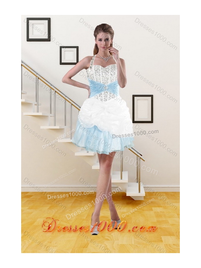 2015 New Style Multi Color Quince Dresses with Pick Ups and Beading