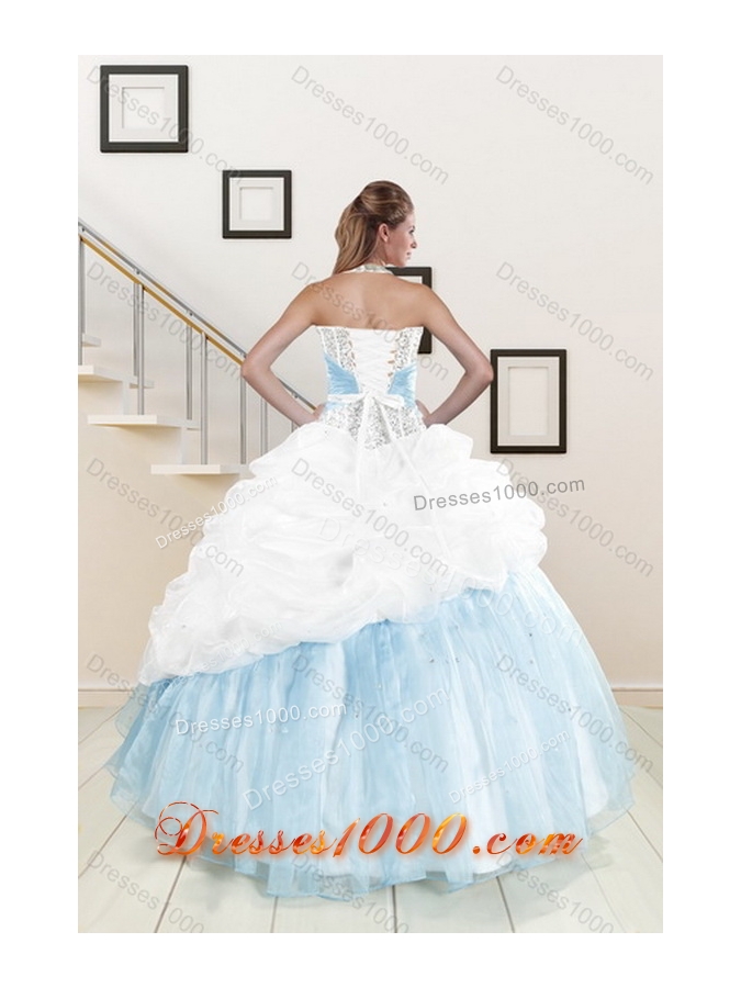 2015 New Style Multi Color Quince Dresses with Pick Ups and Beading