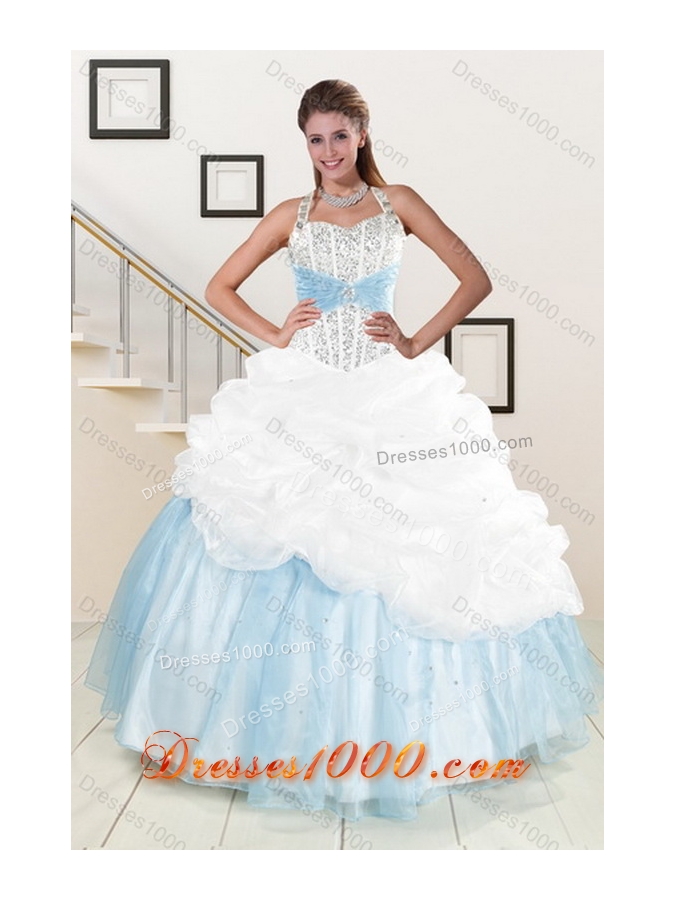 2015 New Style Multi Color Quince Dresses with Pick Ups and Beading
