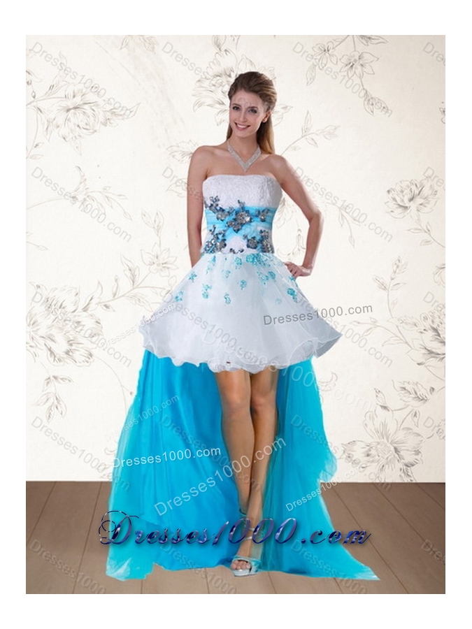 2015 New Style Strapless Multi Color Quinceanera Dress with Appliques and Beading
