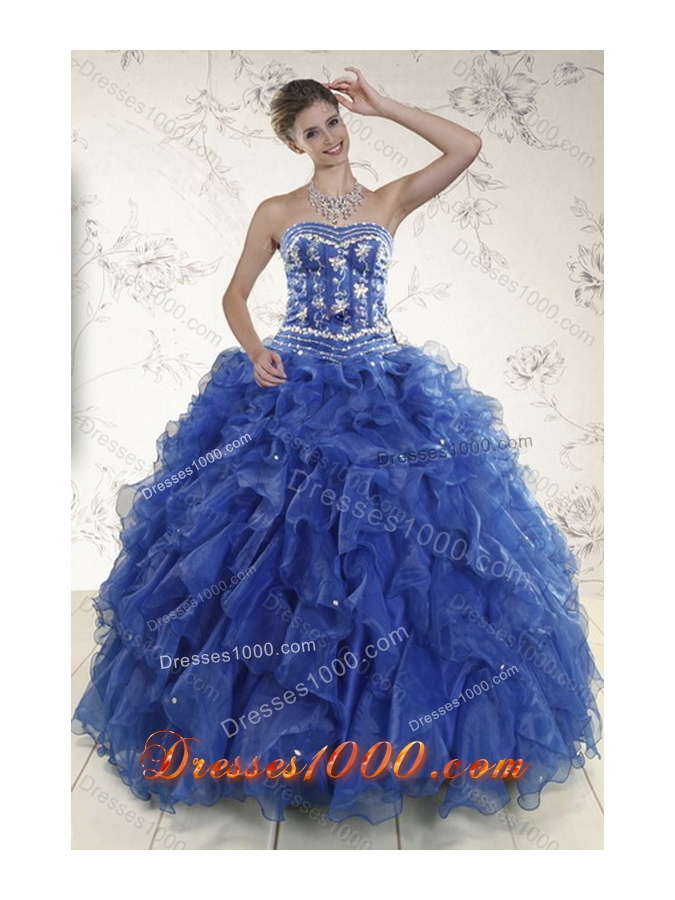 2015 New Style Strapless Quinceanera Dresses in Royal Blue