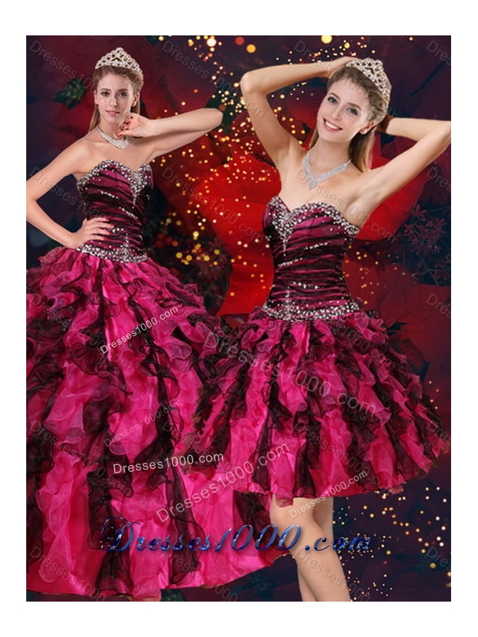 New Style Pretty Multi Color Sweetheart Quince Dresses with Beading and Ruffles