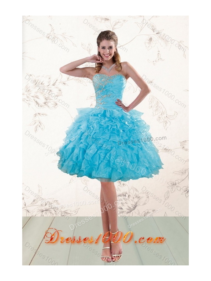 2015 Beautiful Appliques Sweet Sixteen Dresses with Beading and Ruffles
