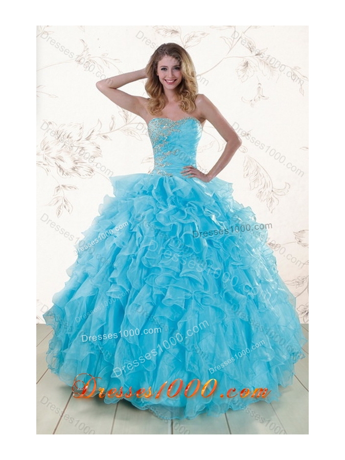 2015 Beautiful Appliques Sweet Sixteen Dresses with Beading and Ruffles