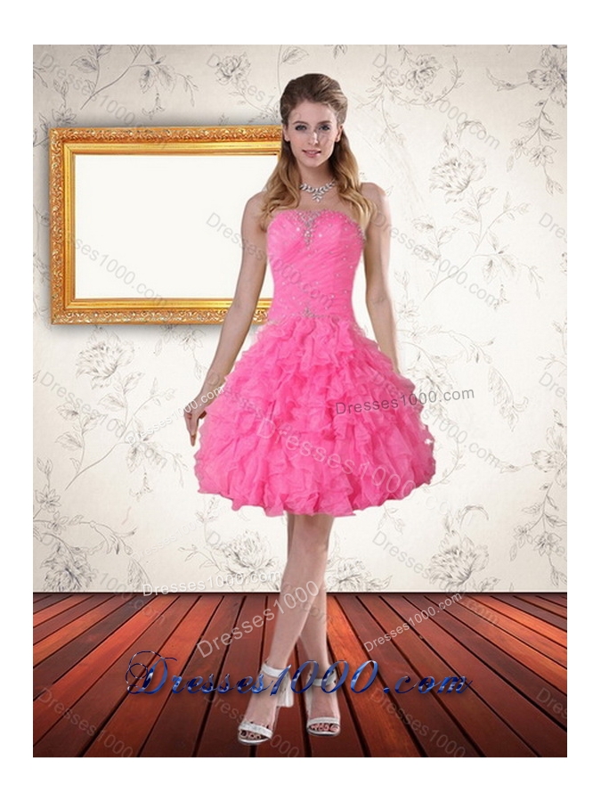2015 Detachable Strapless Sweet Sixteen Dress with Beading and Ruffles