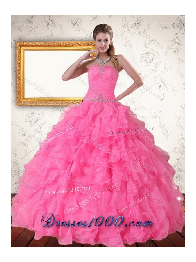 2015 Detachable Strapless Sweet Sixteen Dress with Beading and Ruffles
