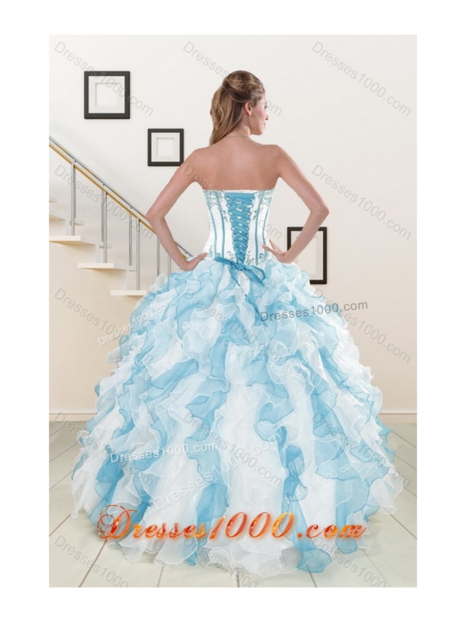 2015 Pretty Appliques and Ruffles Sweet Sixteen Dresses in Multi Color