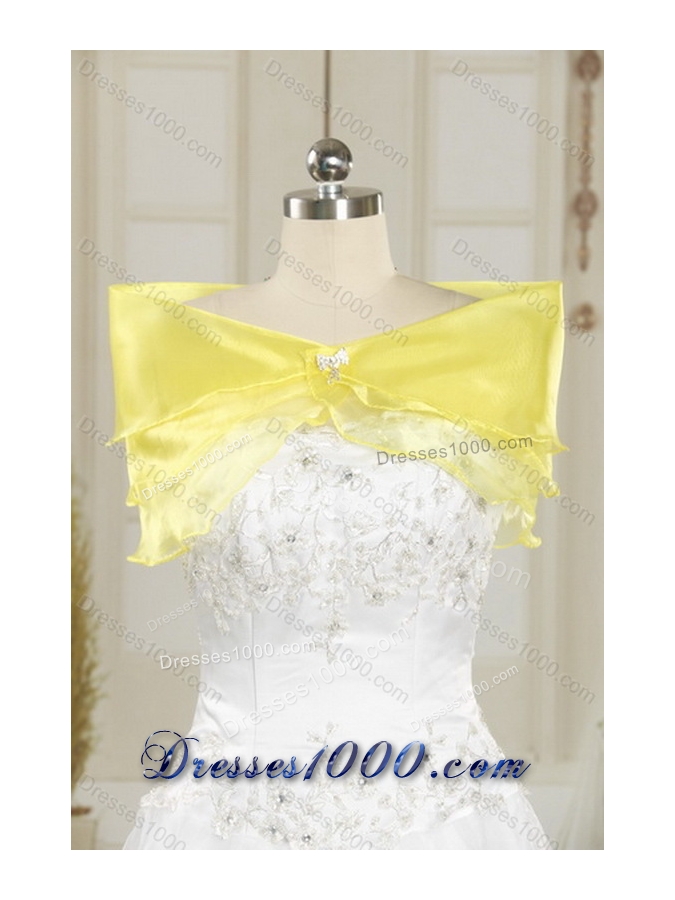 Yellow Beaded and Ruffled Sweetheart Sweet Sixteen Dress for 2015