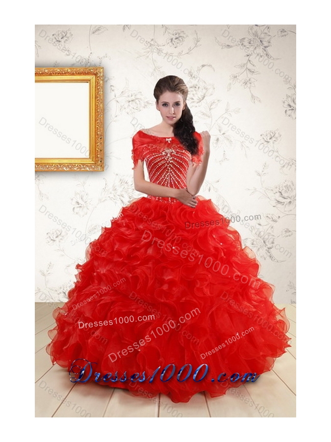 2015 Fashionable New Style Sweet Sixteen Dresses With Beading and Ruffles