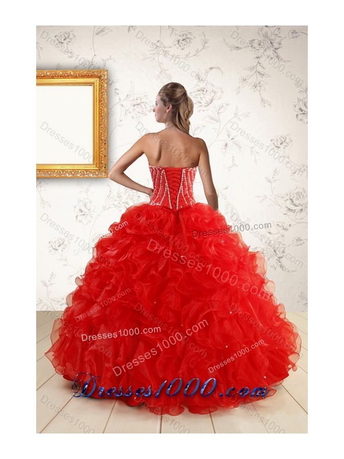2015 Fashionable New Style Sweet Sixteen Dresses With Beading and Ruffles