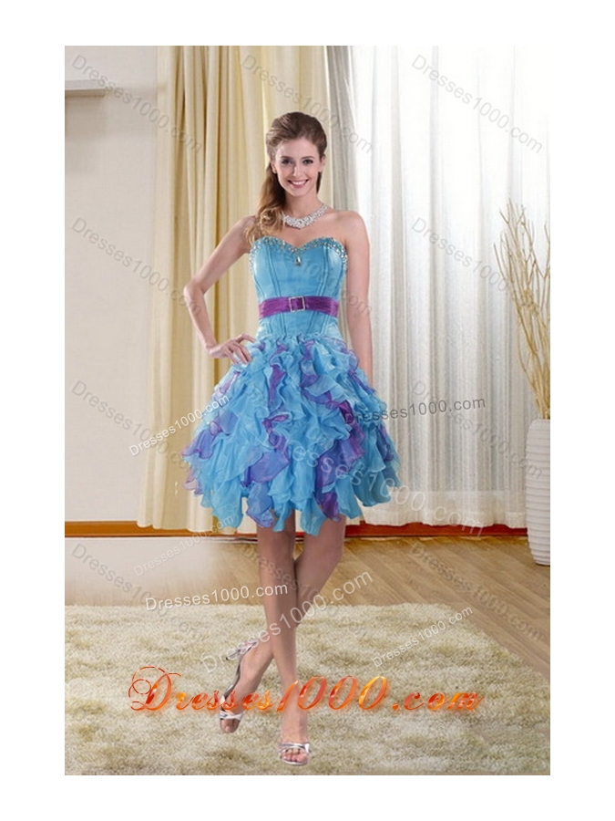 2015 Pretty Multi Color Sweet Sixteen Dresses with Ruffles and Beading