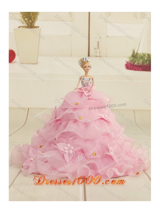 2015 Unique and Detachable Customer Made White Quince Dresses with Appliques and Ruffled Layers