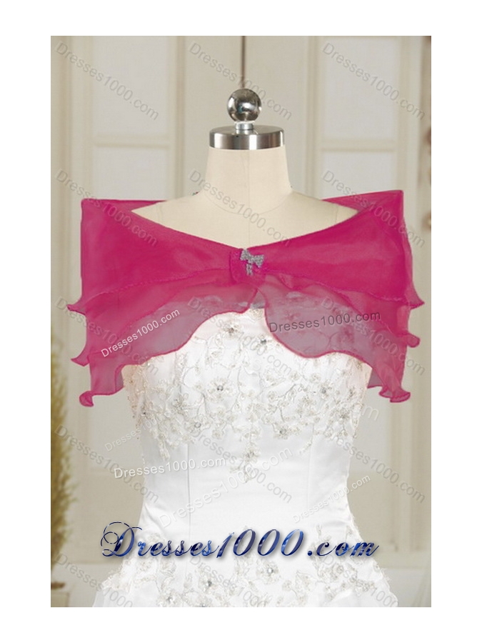 2015 Unique and Detachable Modest Beading and Lace Quinceanera Dresses in Hot Pink