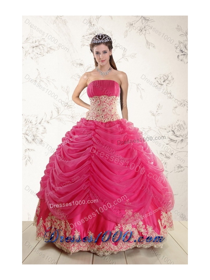 2015 Unique and Detachable Modest Beading and Lace Quinceanera Dresses in Hot Pink