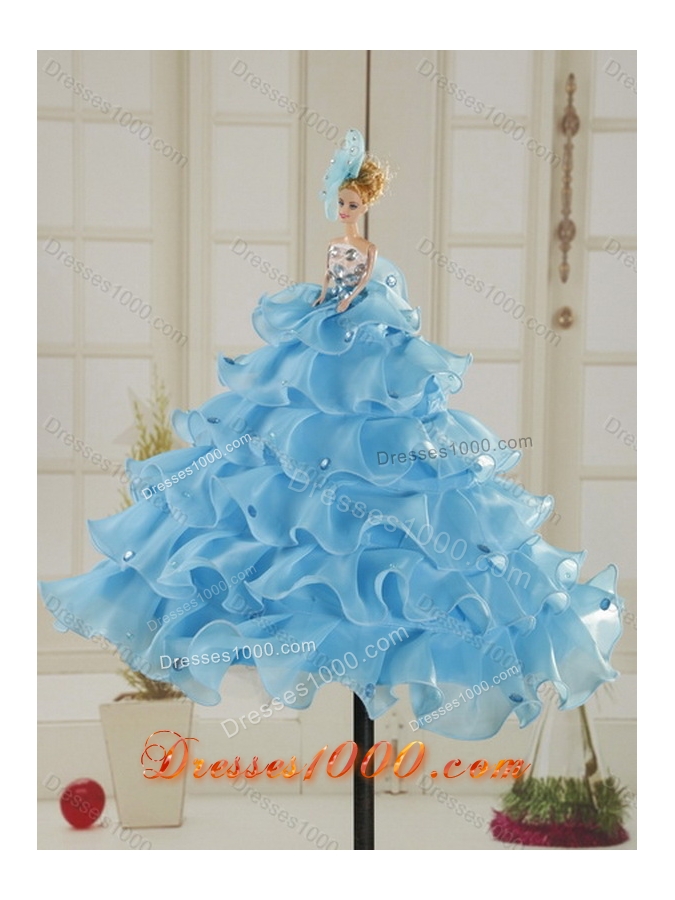 2015 Unique and Detachable Sweetheart Baby Blue Quinceanera Dress with Beading
