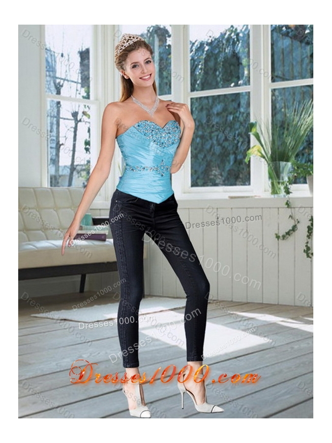 2015 Unique and Detachable Sweetheart Baby Blue Quinceanera Dress with Beading