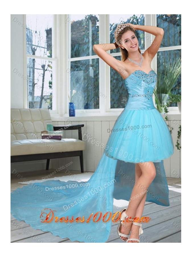 2015 Unique and Detachable Sweetheart Baby Blue Quinceanera Dress with Beading