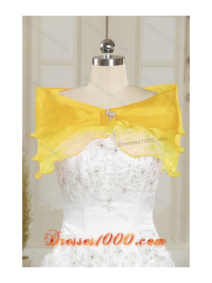 2015 Unique and Detachable Yellow and Green Quince Dresses with Ruching