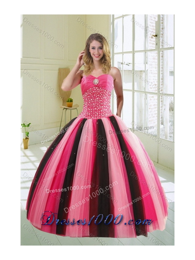 Beautiful 2015 Beading Sweet Sixteen Dresses in Multi Color