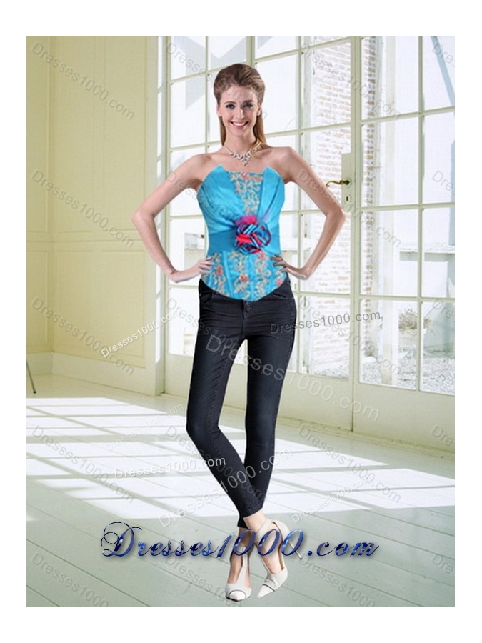 Beautiful Strapless Appliques and Ruffles Multi Color Quinceanera Dress