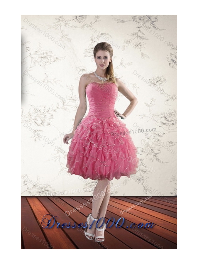 Beautiful Strapless Paillette Sweet Sixteen Dresses in Rose Pink for 2015