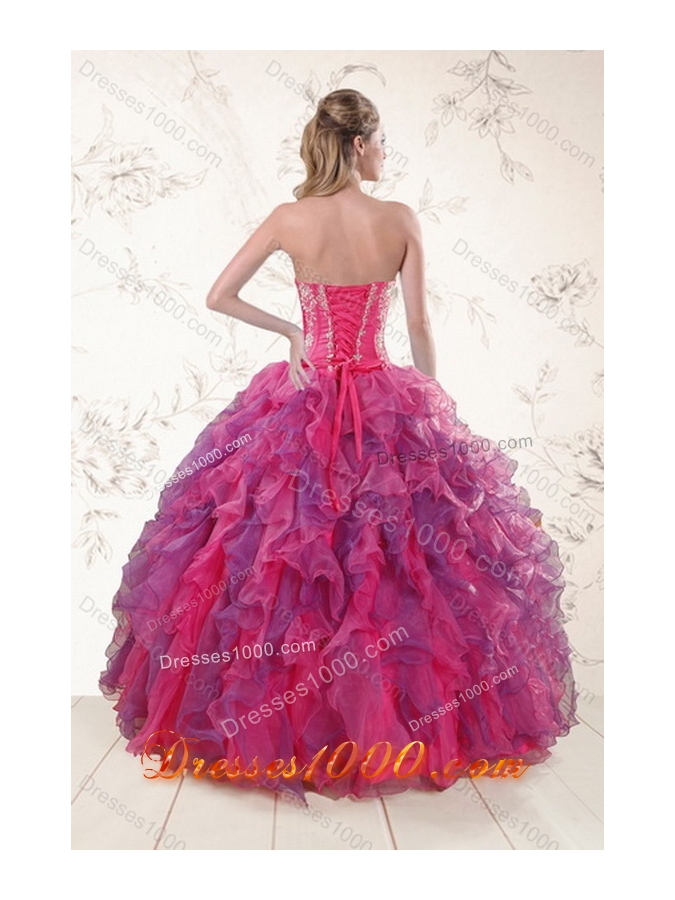 Fashionable Multi Color Ruffles and Appliques Sweet Sixteen Dresses