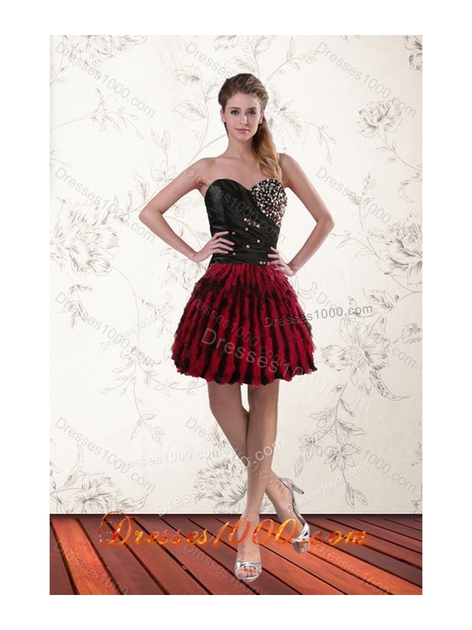 Unique and Detachable Multi Color Sweetheart Sweet 16 Dresses with Ruffles and Beading