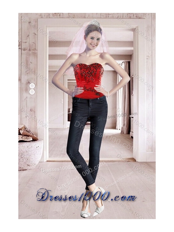 Unique and Detachable Red Quinceanera Dresses with Appliques and Pick Ups for 2015