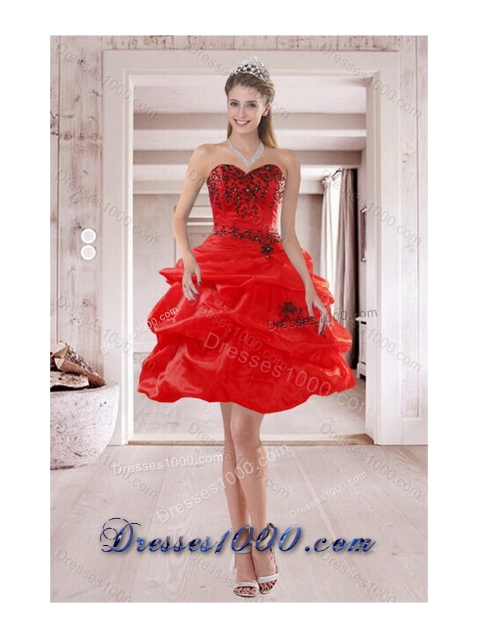 Unique and Detachable Red Quinceanera Dresses with Appliques and Pick Ups for 2015