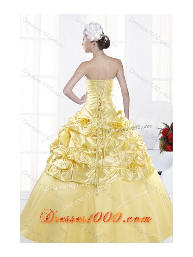 Unique and Detachable Strapless 2015 Beading Quince Dresses with Beadings and Pick Ups