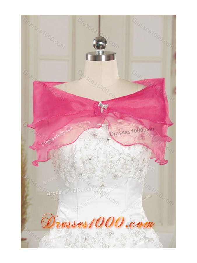 Unique and Detachable Sturning Hot Pink Quince Dresses with Beading and Ruffles for 2015