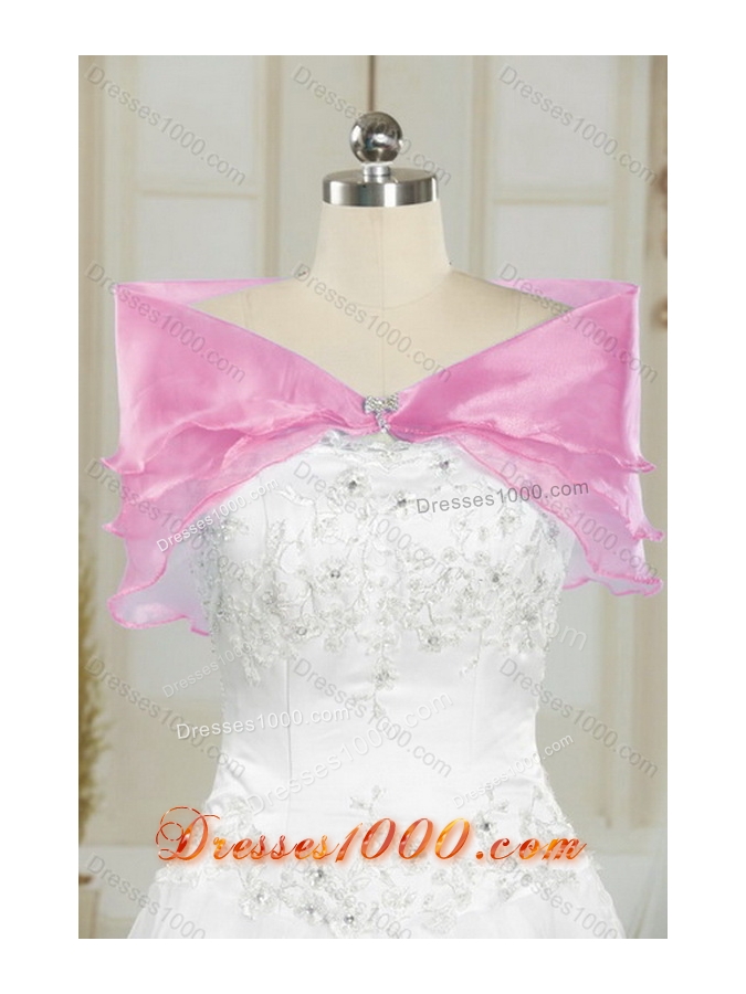 2015 Pretty Baby Pink Quince Dresses with Beading and Ruffles