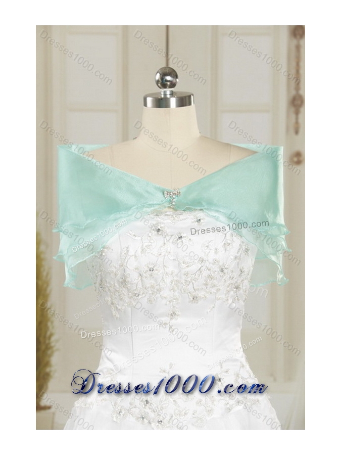 2015 Unique and Detachable Beautiful Apple Green Strapless Sweet 15 Dresses with Beading