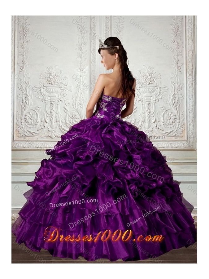 Ball Gown Strapless Quinceanera Dress with Embroidery and Ruffles