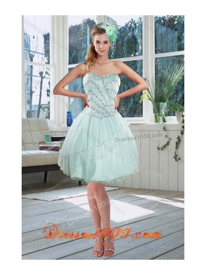 Beautiful 2015 Apple Green Strapless Quinceanera Dresses with Beading