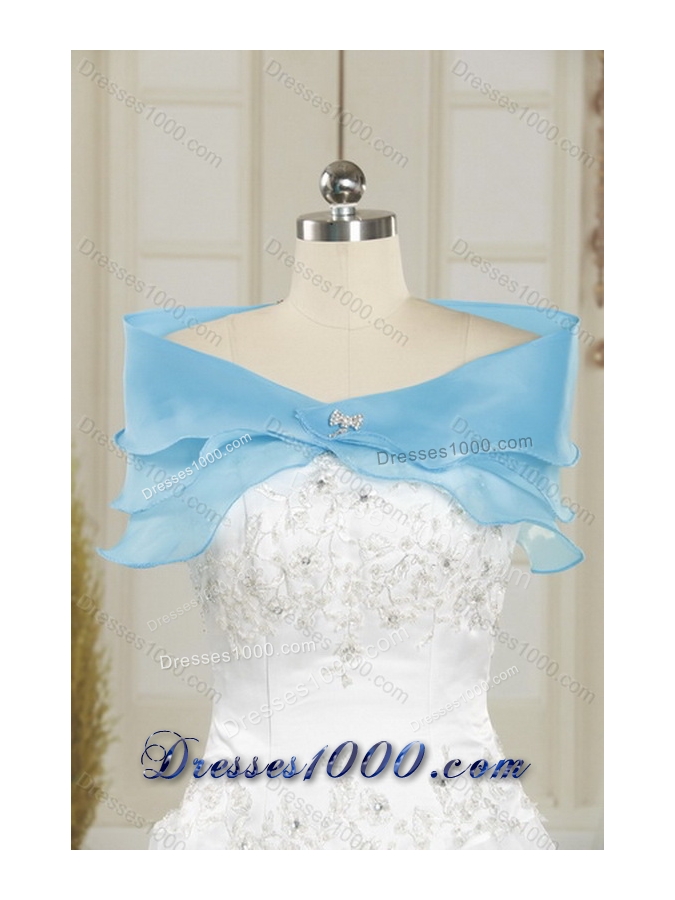 Detachable Baby Blue Strapless 2015 Quinceanera Dress with Beading